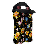 Vintage Floral Flower Pattern Print Double Neoprene Wine Tote