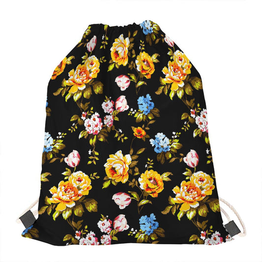 Vintage Floral Flower Pattern Print Drawstring Bag