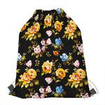 Vintage Floral Flower Pattern Print Drawstring Bag