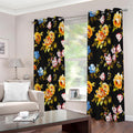 Vintage Floral Flower Pattern Print Extra Wide Grommet Curtains