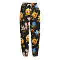 Vintage Floral Flower Pattern Print Fleece Lined Knit Pants
