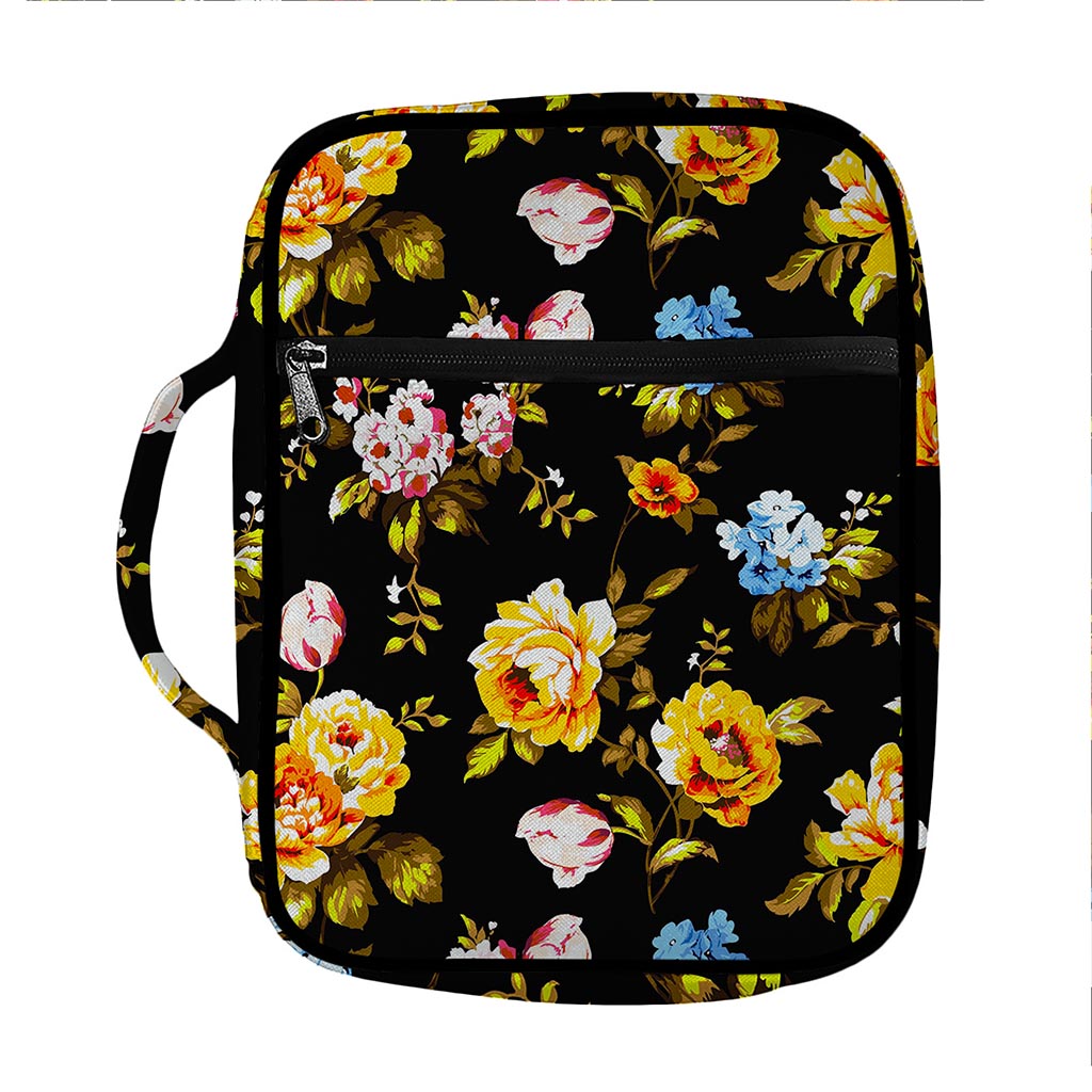 Vintage Floral Flower Pattern Print Front Pocket Bible Bag