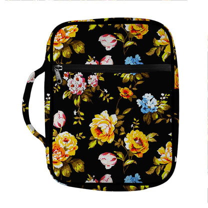 Vintage Floral Flower Pattern Print Front Pocket Bible Bag