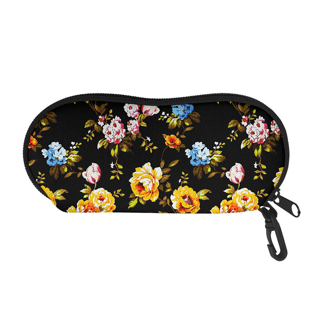 Vintage Floral Flower Pattern Print Glasses Case