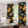 Vintage Floral Flower Pattern Print Grommet Curtains