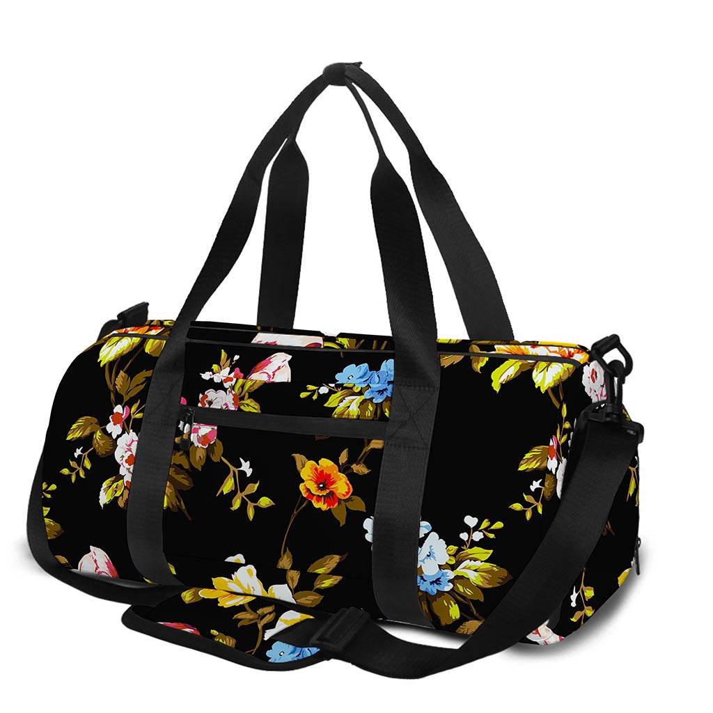 Vintage Floral Flower Pattern Print Gym Bag