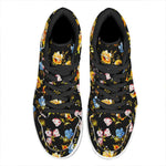 Vintage Floral Flower Pattern Print High Top Leather Sneakers