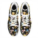 Vintage Floral Flower Pattern Print High Top Leather Sneakers