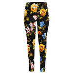 Vintage Floral Flower Pattern Print High-Waisted Pocket Leggings