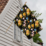 Vintage Floral Flower Pattern Print House Flag