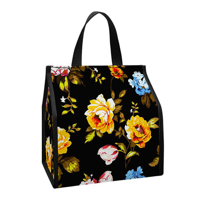 Vintage Floral Flower Pattern Print Insulated Lunch Tote