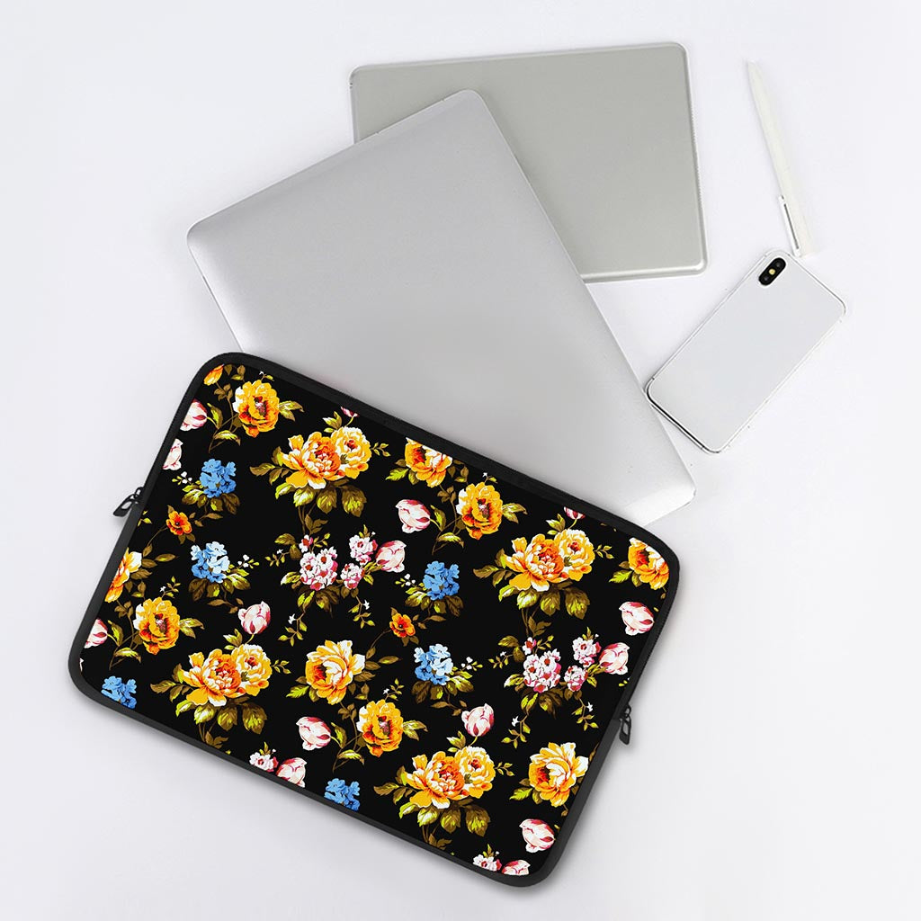 Vintage Floral Flower Pattern Print Laptop Sleeve