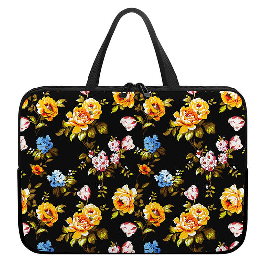 Vintage Floral Flower Pattern Print Laptop Sleeve With Handle
