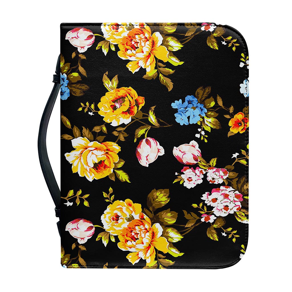 Vintage Floral Flower Pattern Print Leather Bible Cover