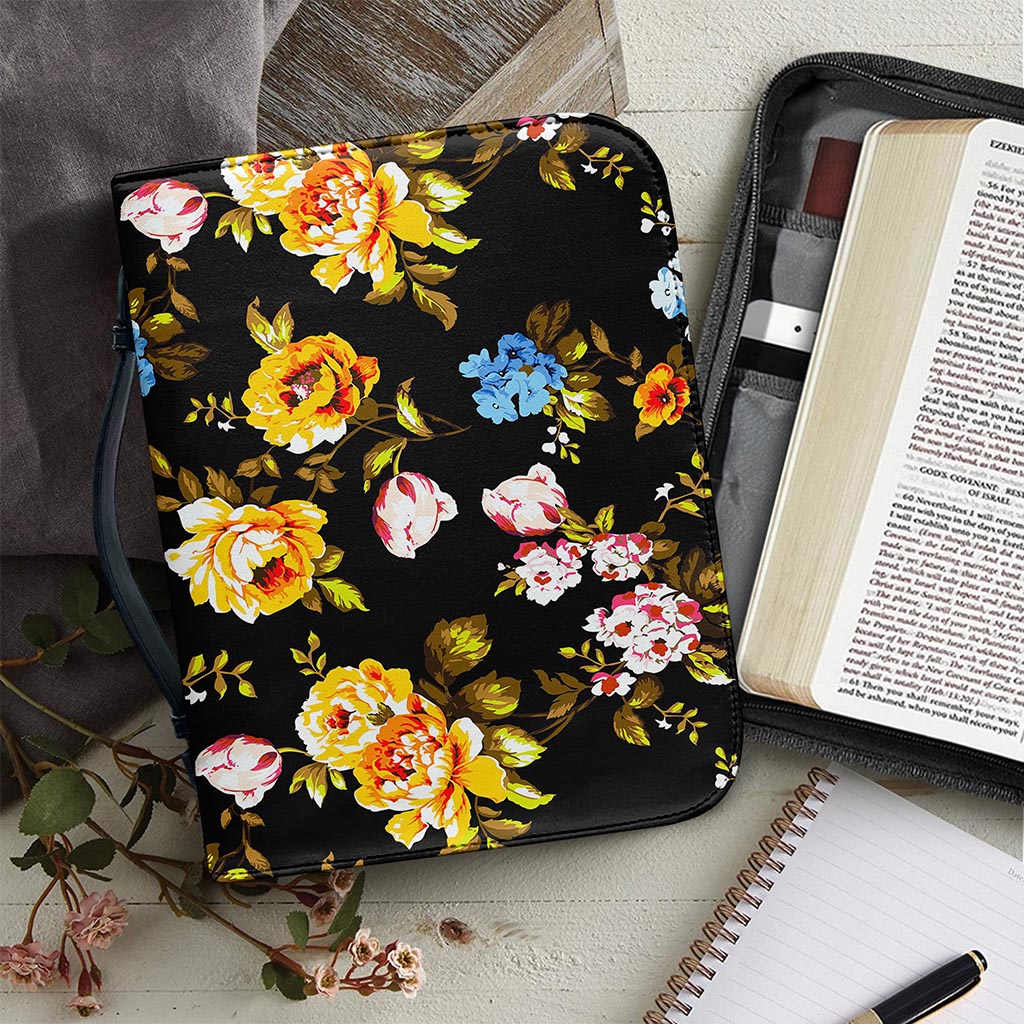 Vintage Floral Flower Pattern Print Leather Bible Cover