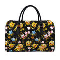 Vintage Floral Flower Pattern Print Leather Duffel Bag