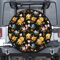 Vintage Floral Flower Pattern Print Leather Spare Tire Cover