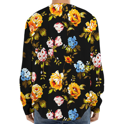 Vintage Floral Flower Pattern Print Long Sleeve Baseball Jersey