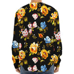 Vintage Floral Flower Pattern Print Long Sleeve Baseball Jersey