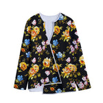 Vintage Floral Flower Pattern Print Long Sleeve Short Coat