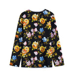 Vintage Floral Flower Pattern Print Long Sleeve Short Coat