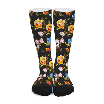 Vintage Floral Flower Pattern Print Long Socks