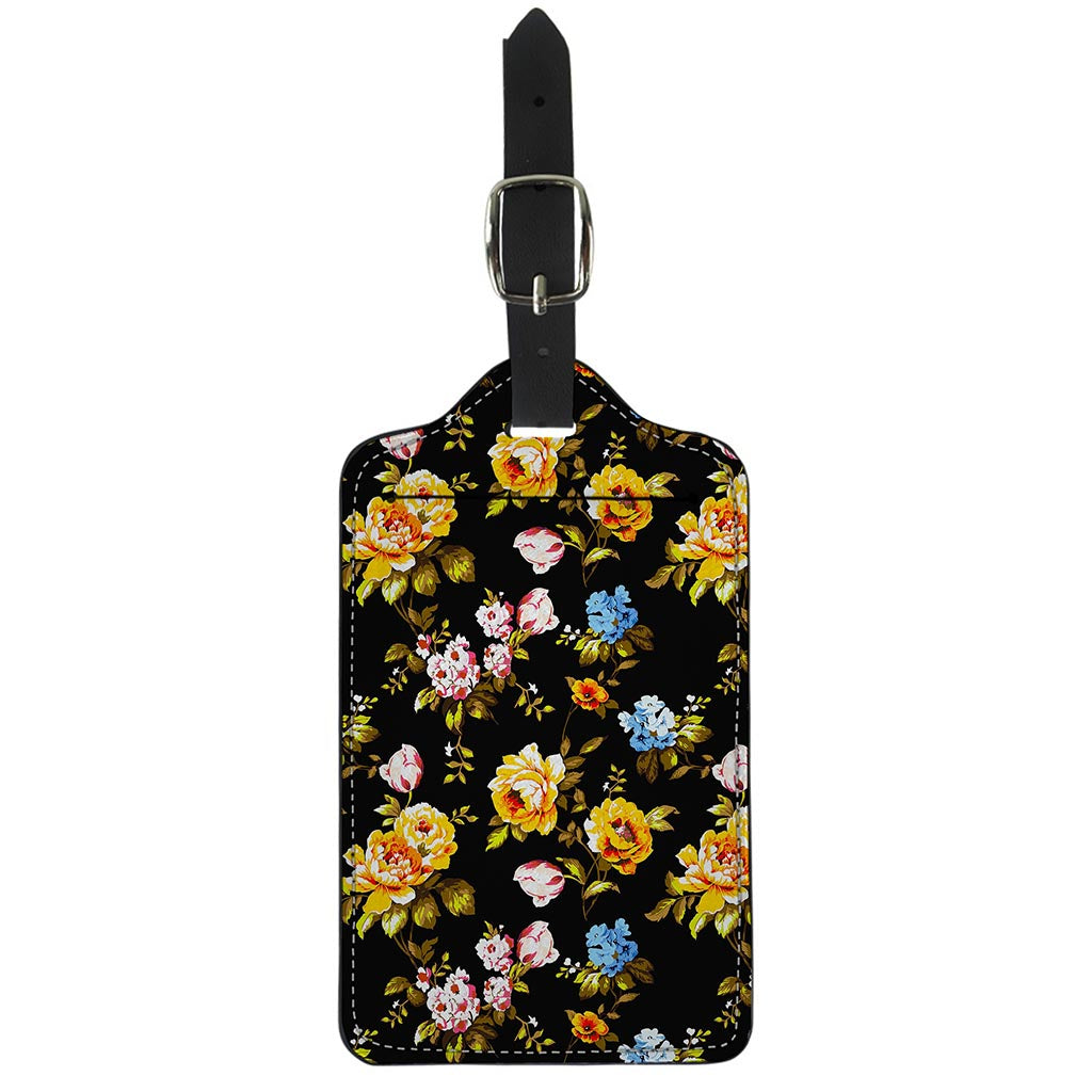 Vintage Floral Flower Pattern Print Luggage Tag