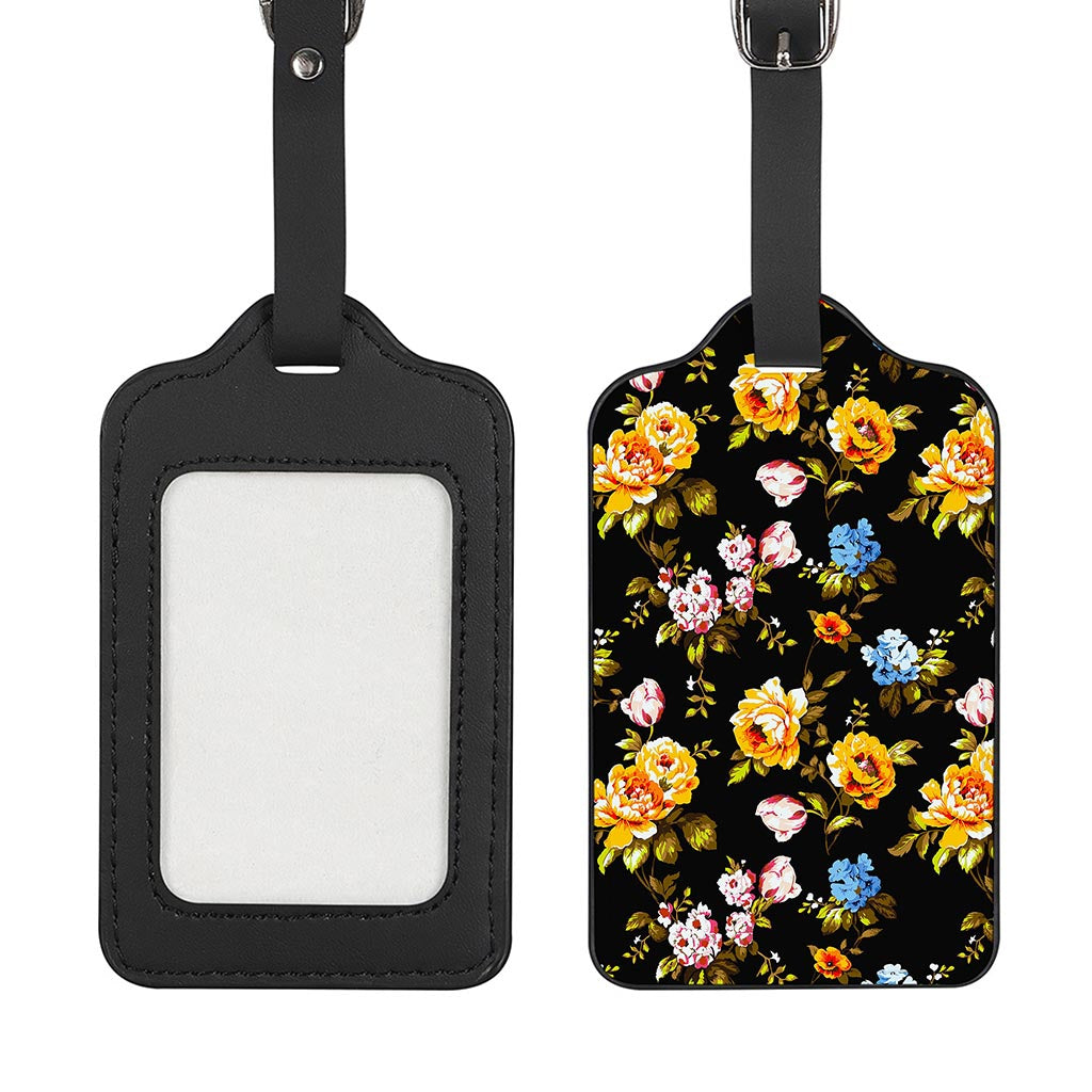 Vintage Floral Flower Pattern Print Luggage Tag