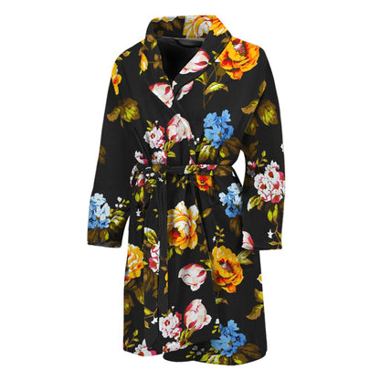 Vintage Floral Flower Pattern Print Men's Bathrobe