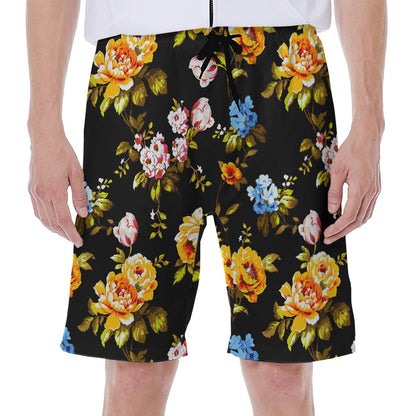 Vintage Floral Flower Pattern Print Men's Beach Shorts