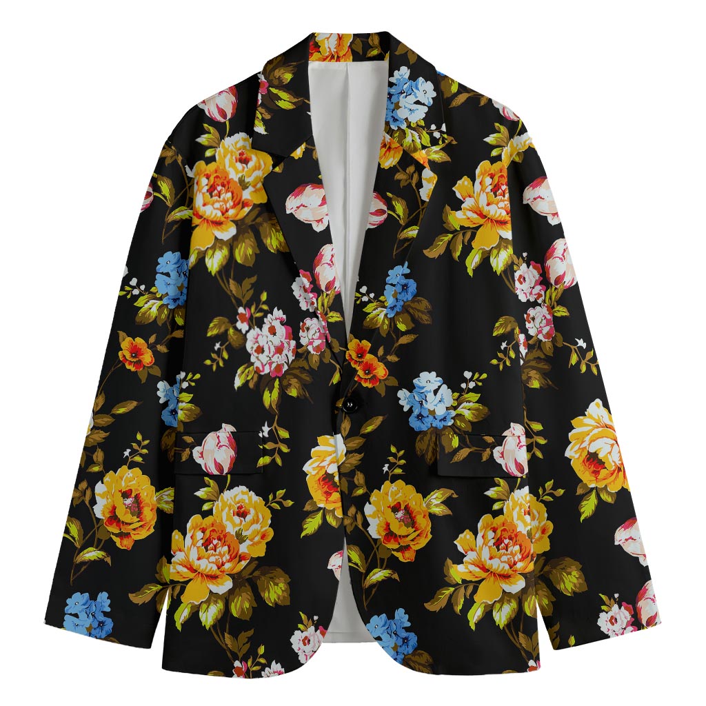 Vintage Floral Flower Pattern Print Men's Blazer