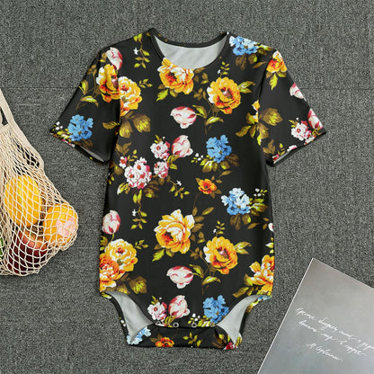 Vintage Floral Flower Pattern Print Men's Bodysuit