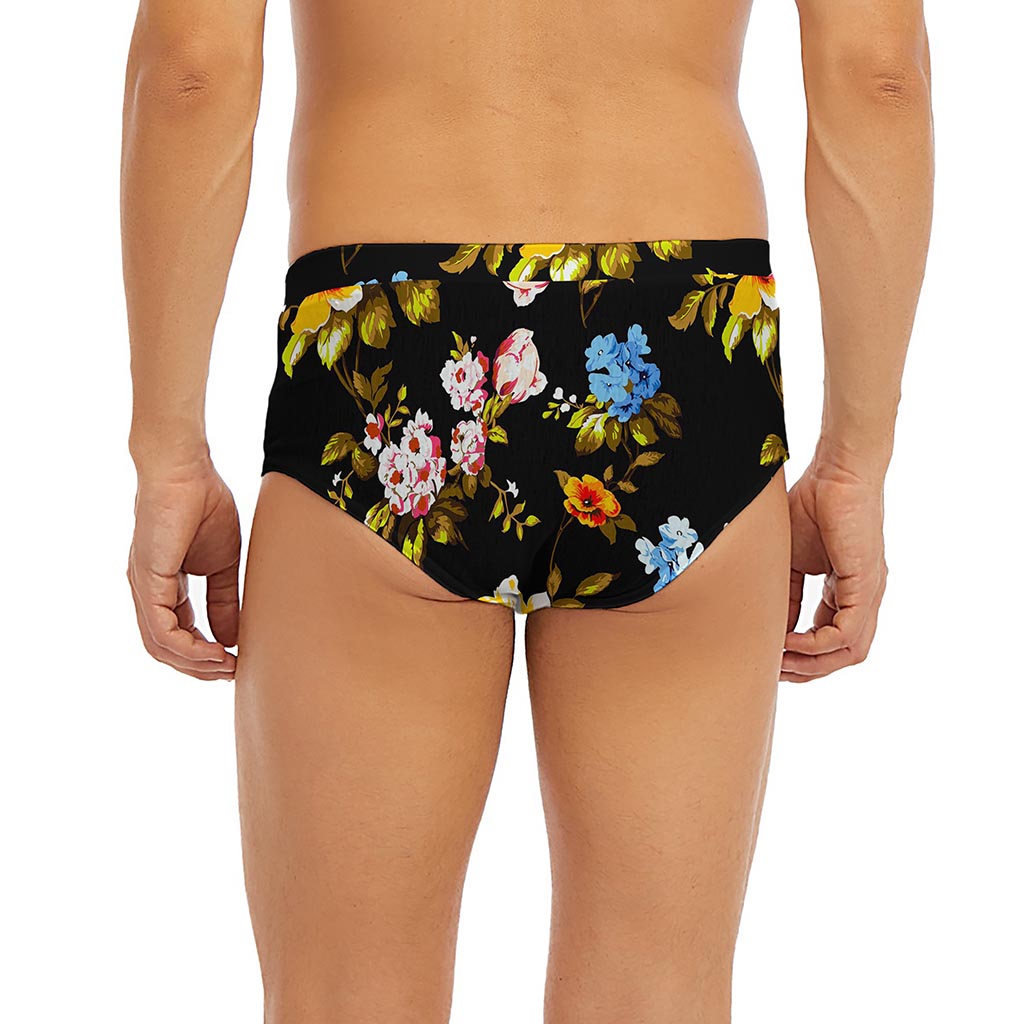 Vintage Floral Flower Pattern Print Men's Briefs