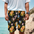 Vintage Floral Flower Pattern Print Men's Cargo Shorts