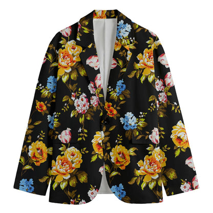 Vintage Floral Flower Pattern Print Men's Cotton Blazer