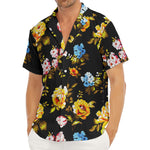 Vintage Floral Flower Pattern Print Men's Deep V-Neck Shirt