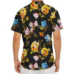 Vintage Floral Flower Pattern Print Men's Deep V-Neck Shirt