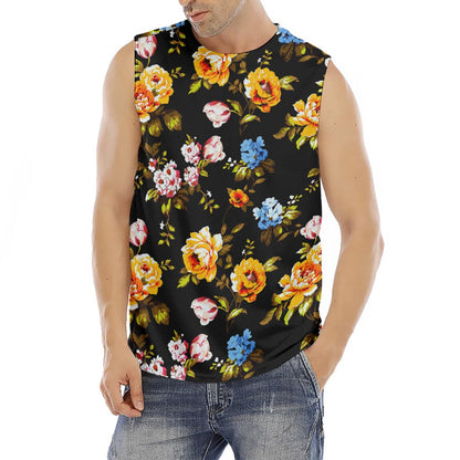 Vintage Floral Flower Pattern Print Men's Fitness Tank Top