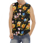 Vintage Floral Flower Pattern Print Men's Fitness Tank Top