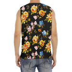 Vintage Floral Flower Pattern Print Men's Fitness Tank Top