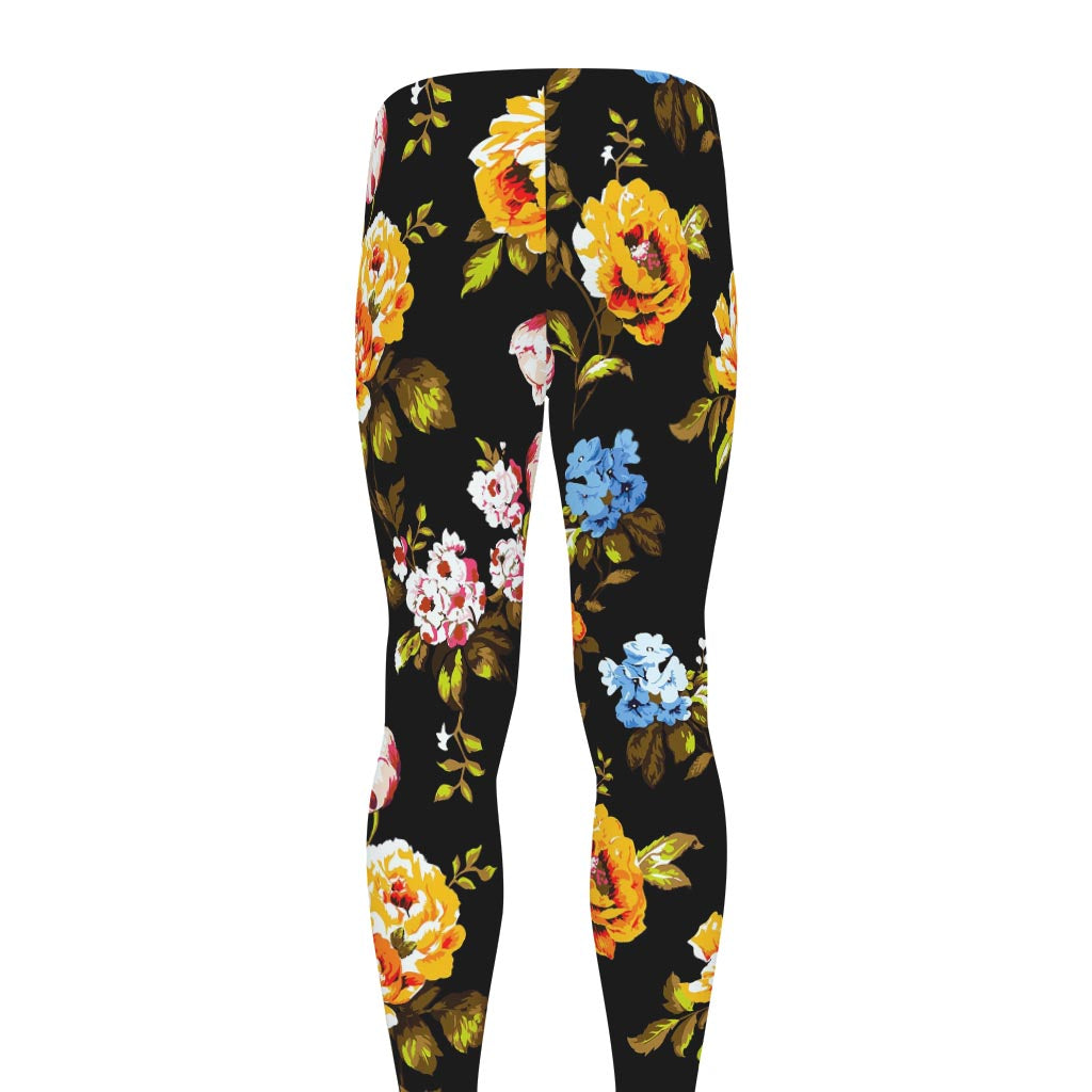 Vintage Floral Flower Pattern Print Men's leggings