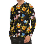 Vintage Floral Flower Pattern Print Men's Long Sleeve Rash Guard