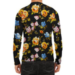 Vintage Floral Flower Pattern Print Men's Long Sleeve Rash Guard