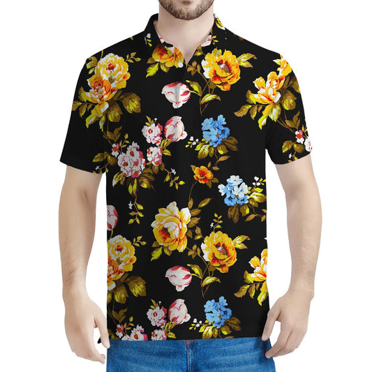 Vintage Floral Flower Pattern Print Men's Polo Shirt