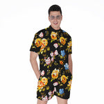 Vintage Floral Flower Pattern Print Men's Rompers
