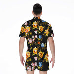 Vintage Floral Flower Pattern Print Men's Rompers