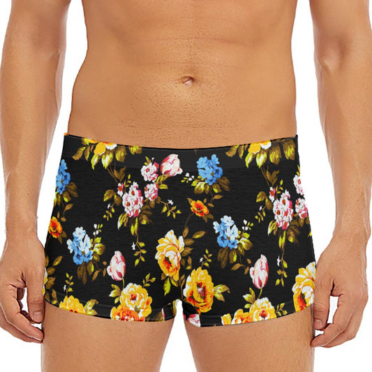 Vintage Floral Flower Pattern Print Men's Short Boxer Briefs