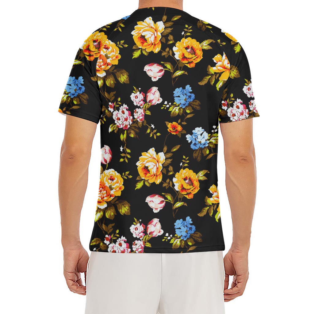 Vintage Floral Flower Pattern Print Men's Short Sleeve Rash Guard