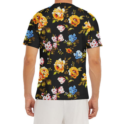 Vintage Floral Flower Pattern Print Men's Short Sleeve Rash Guard