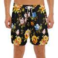 Vintage Floral Flower Pattern Print Men's Split Running Shorts